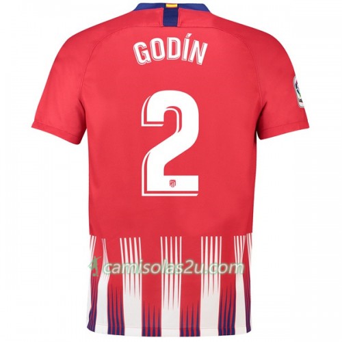 Camisolas de Futebol Atlético Madrid Godin 2 Equipamento Principal 2018/19 Manga Curta Camisolas de Futebol Atlético Madrid Godin 2 Equipamento Principal 2018/19 Manga Curta